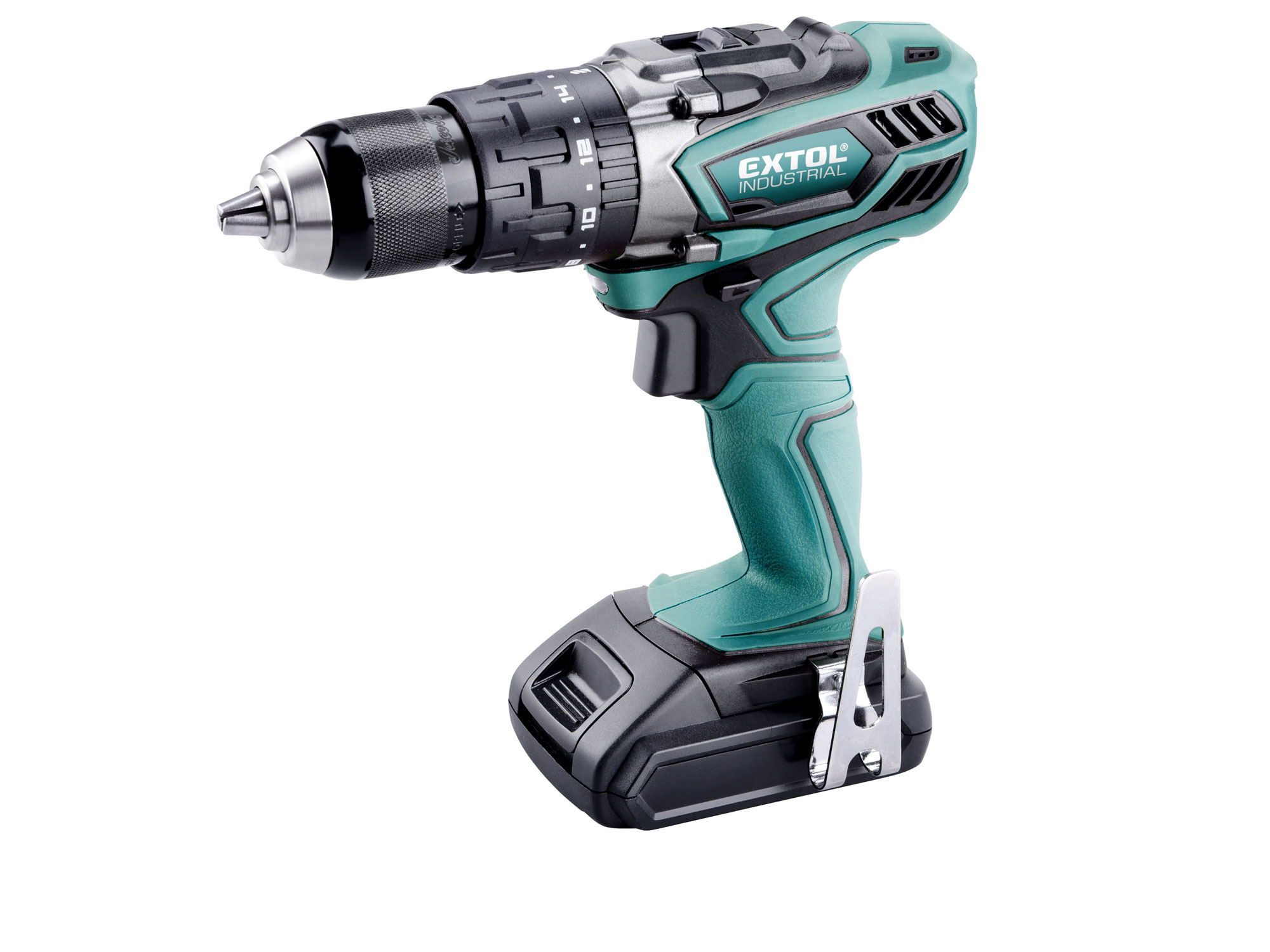 Vrtací šroubovák aku s příklepem, 18V Li-ion, 2000mAh EXTOL PREMIUM 8791110
